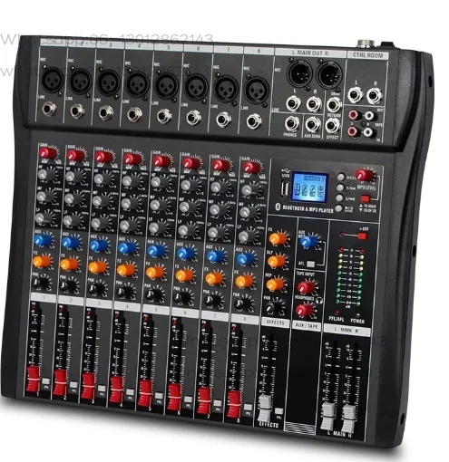 DT8S Professional 8-way Mixer DSP Effect USB Bluetooth Reverb
