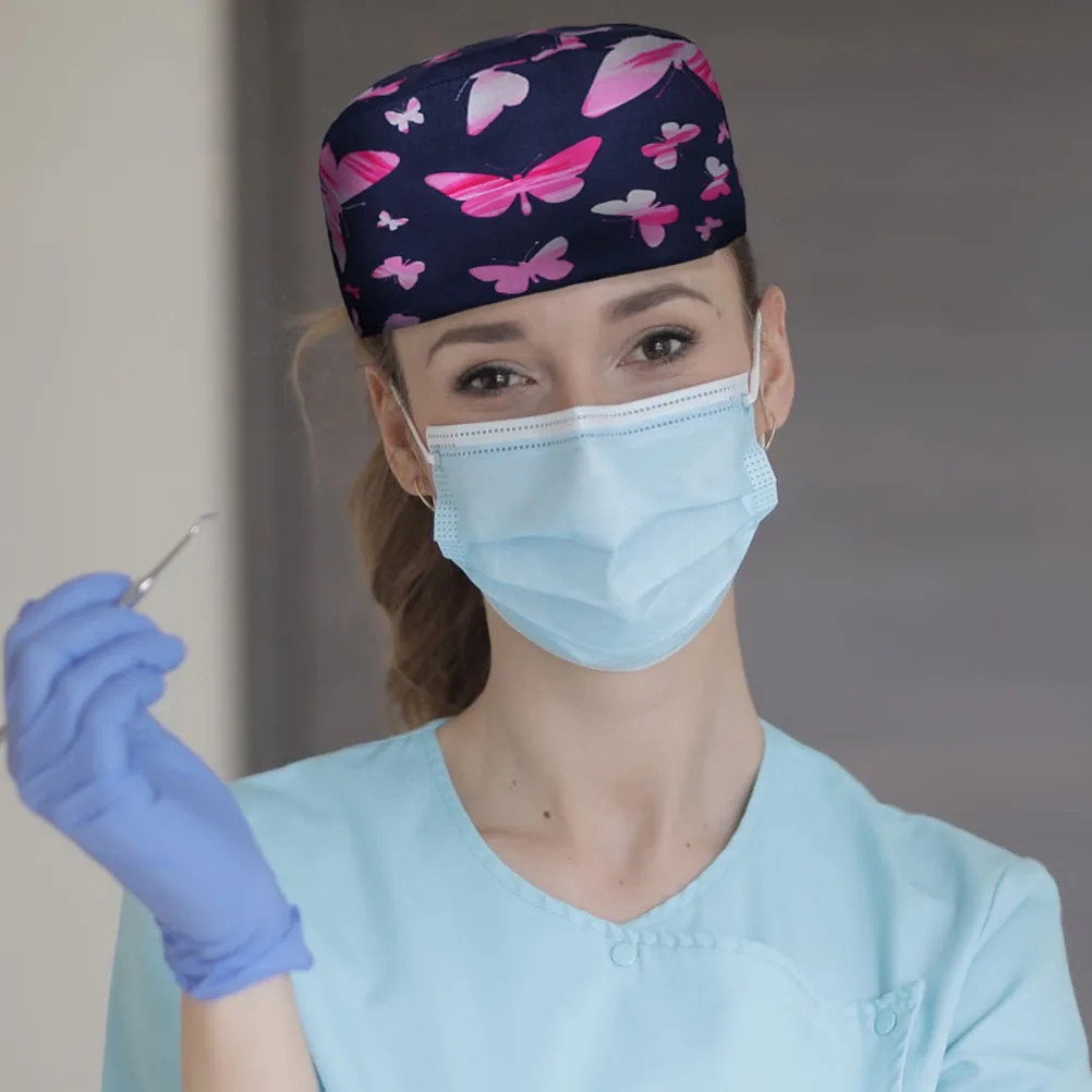 

2pcs Surgical Cap Nurse Hat Cotton Headwear Working Wrap Printing Comfortable Women Spa Chemo Hair Loss