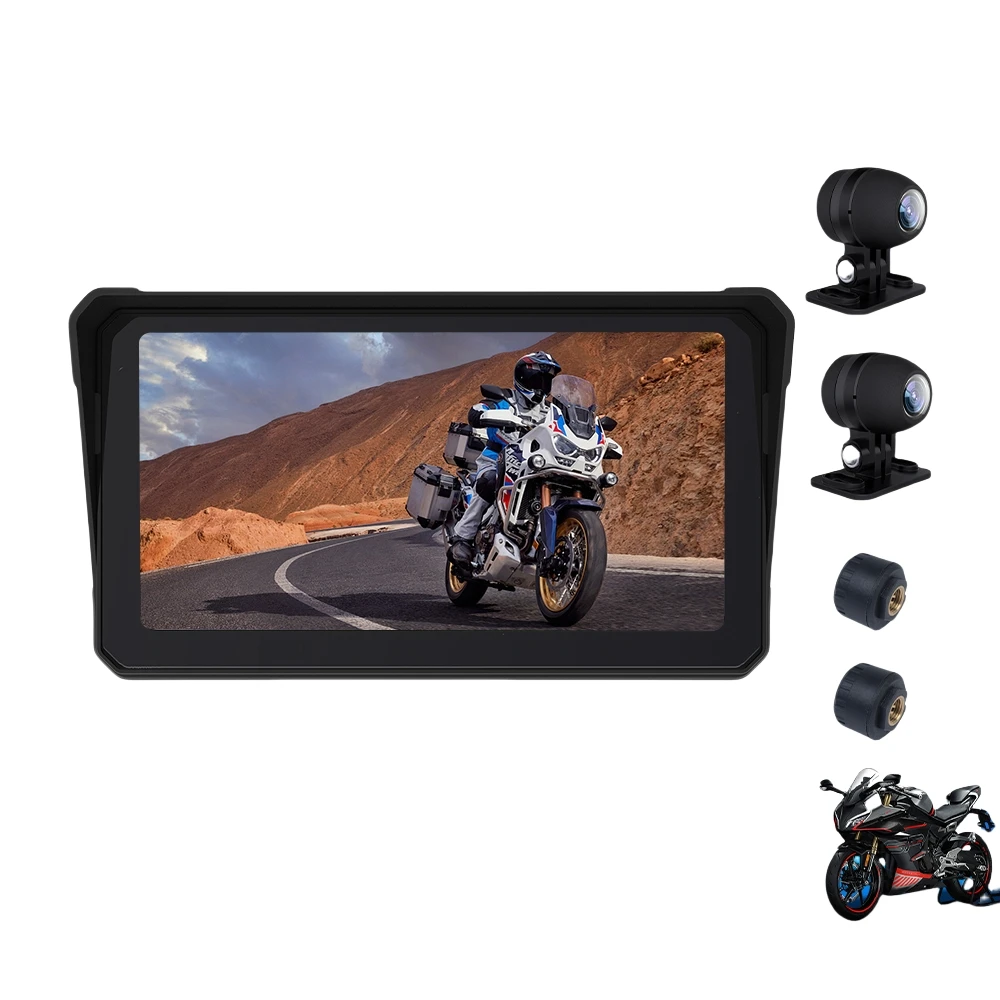

2025 Motorcycle GPS Navigation 2K HD Recorder Wireless CarPlay Android Auto Multimedia Player IPX8 Waterproof Screen Bluetooth