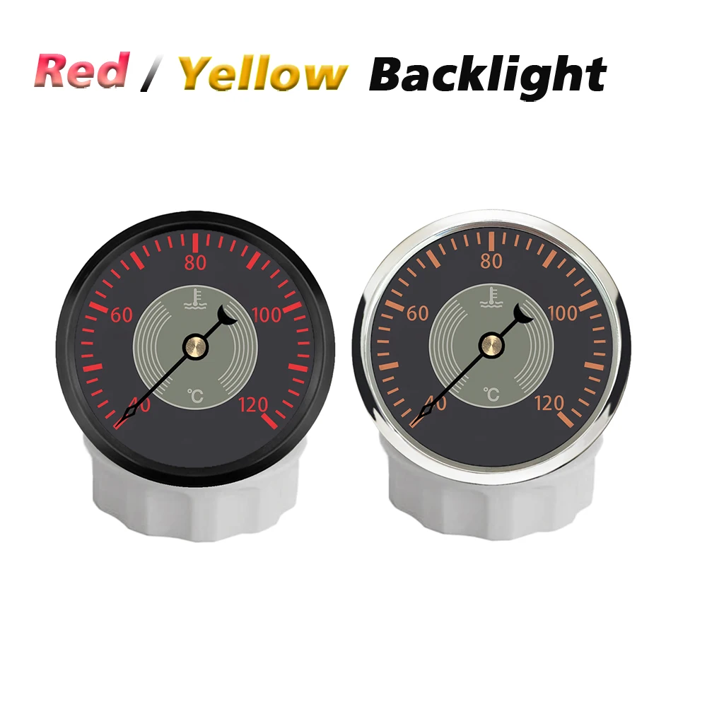 Rhaxel 52mm Water Temperature Gauge 40-120 Degree Temp Meter with Red Yellow Backlight for Car RV SUV 12Volt 24V