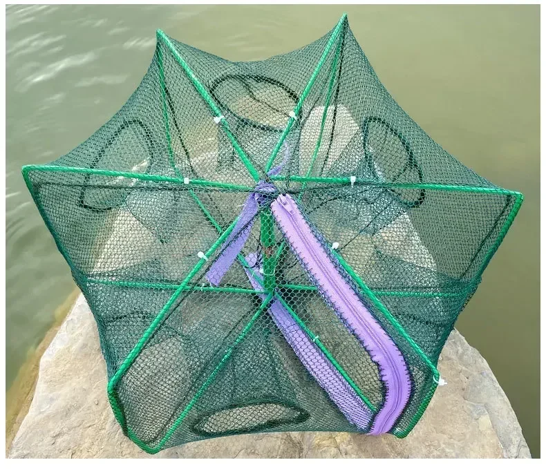 Netz für Fischernetz/Ausrüstung/Käfig, faltbarer Fischfangkäfig zum Auswerfen, Fischernetz, Krabben-/Krebs-/Garnelen-/Kabeljau-/Aal-Fallen zum Angeln – Detail 3