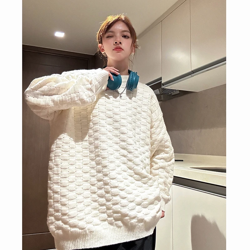 

Couples Knitted Sweaters Autumn Winter Loose Long Sve round Ne Pullover Vintage Lazy Sle Comfortable Casual Wear