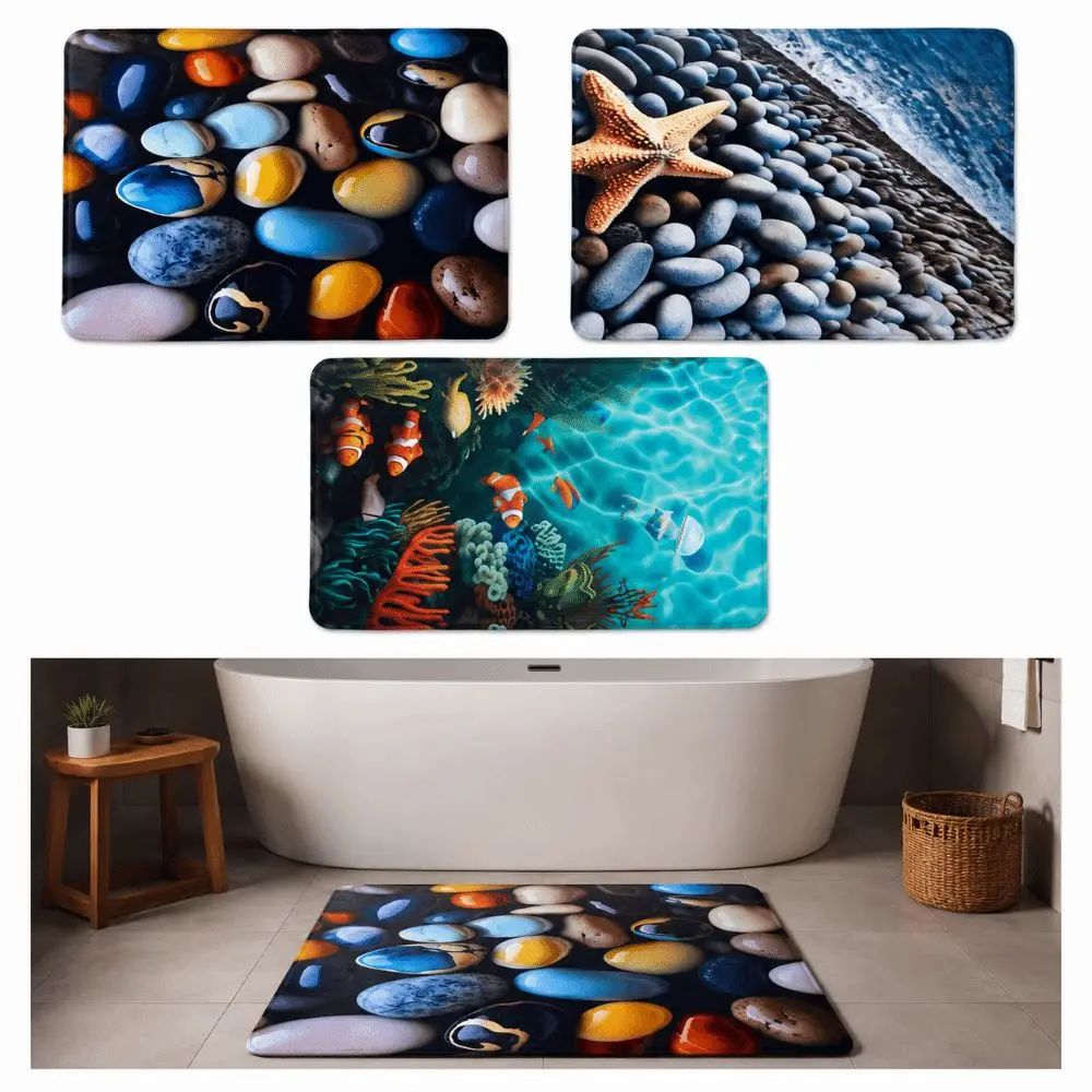 Elegant Non Slip Bath Mat Quick Dry Rounded Corners Bathroom Mat Washable Low Profile Bathroom Floor Mat Bathtub Area