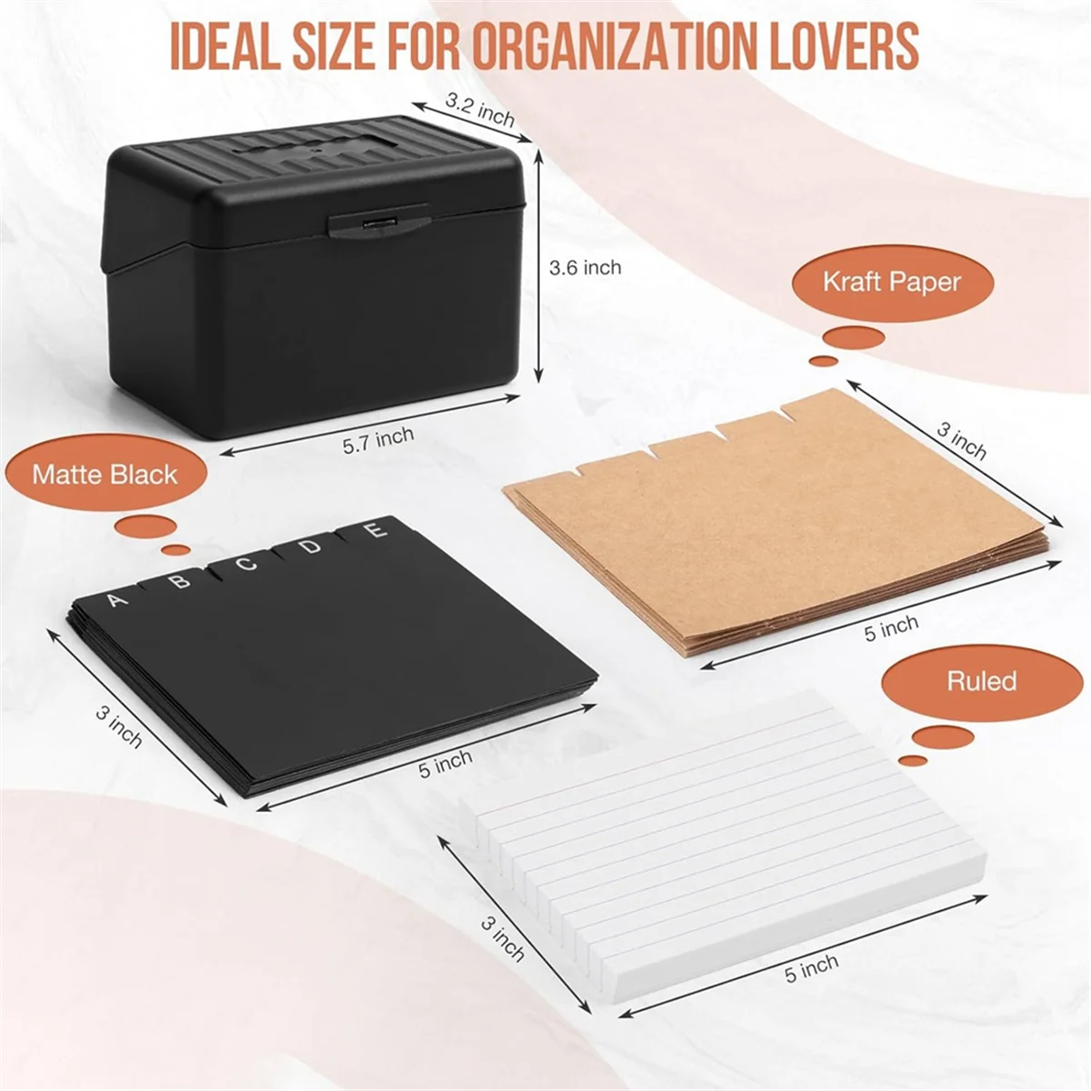 Portatarjetas de índice A88M de 3 pulgadas x 5 pulgadas con cerradura, organizador de caja de tarjetas de índice, almacenamiento con, para recetas en el hogar, dirección y oficina