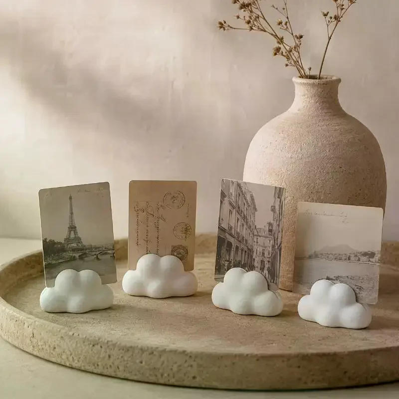 4Pcs Cloud Shaped Photo Holder Desktop Picture Frame Stand Multifunctional Display Rack For Postcards Business Cards Notes