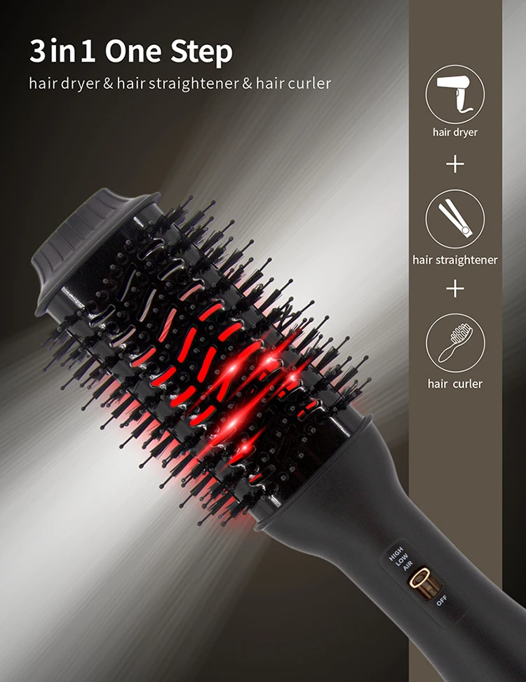 مخصص المهنية 3 في 1 الأشعة تحت الحمراء الساخنة الباردة 1200 واط فرشاة شعر مجفف مشط خطوة واحدة البخاخة مجفف الشعر