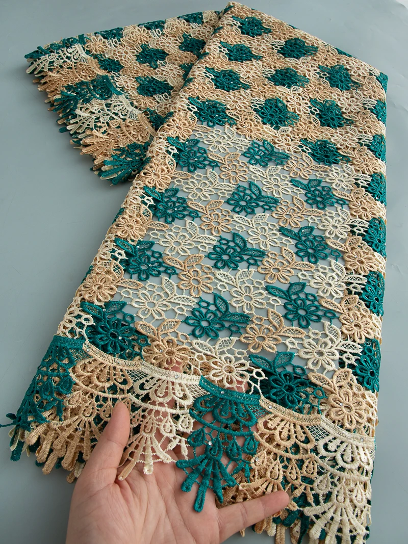 France Guipure Cord Lace Fabric Golden Sequins African Nigerian Water Soluble Lace Fabric Party Dresses For Women Sew,5yard 4563