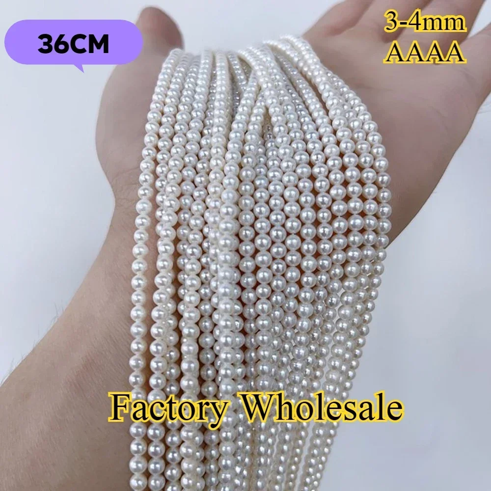 

3-4mmAAAA Smooth Small Round Isolated Loose Bead Wholesale Natural Freshwater Pearl Jewelry MakeDIY Necklace Bracelet Women Gift