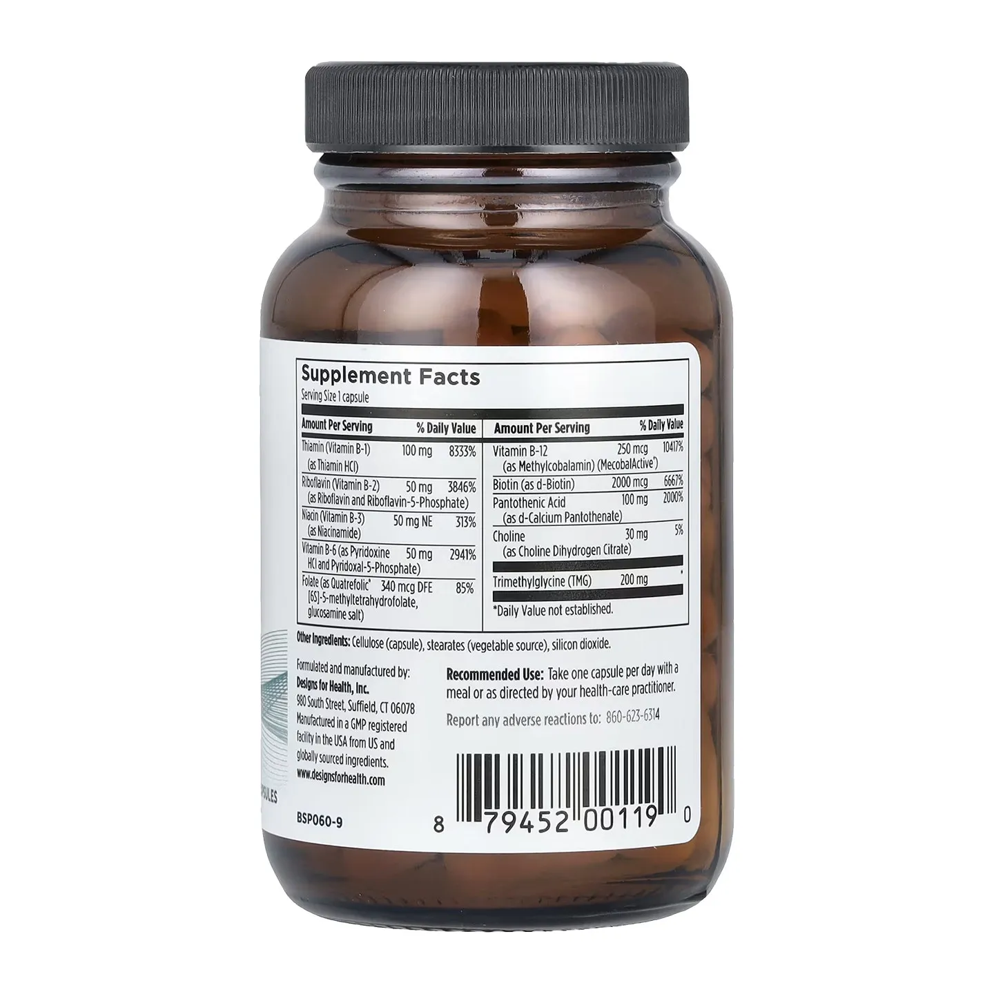 Vitamin B Complex Capsules - Fatigue, Digestion, Stress, Mood Formula, Boosts Energy and Metabolism