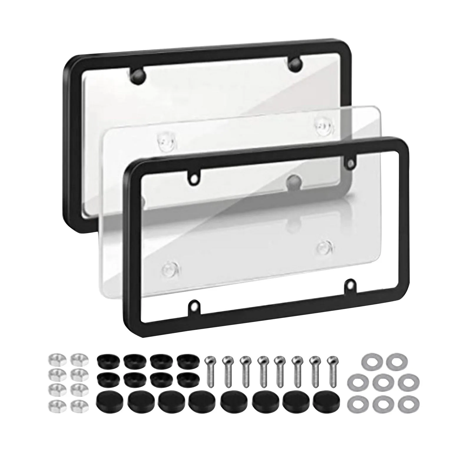 

License Plate Protector - License Plate Covers 2 Pcs Plastic Protective Shield With Screws Caps For Standard Car