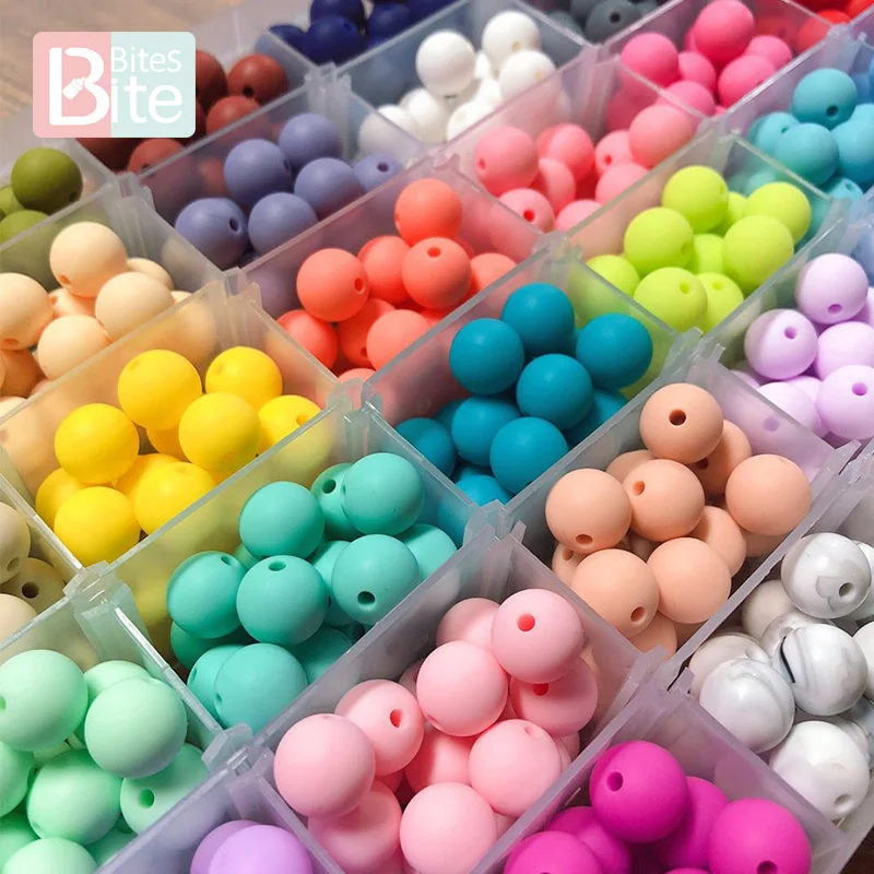 50pcs 12mm Baby Teether Silicone Beads Diy Pacifier Chain Bracelet Bpa Free Chewable Round Silicone Bead Accessories For Newborn