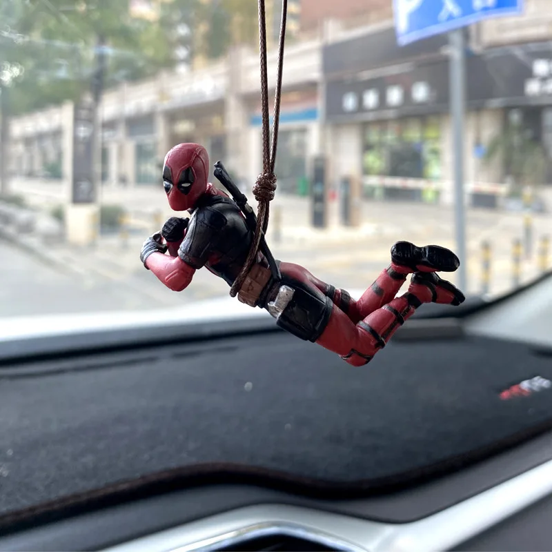 Hot Toys Marvel Avengers Anime Figures Deadpool Model Decor Auto Rearview Mirror Hanging Pendant Car Interior Ornaments Gifts