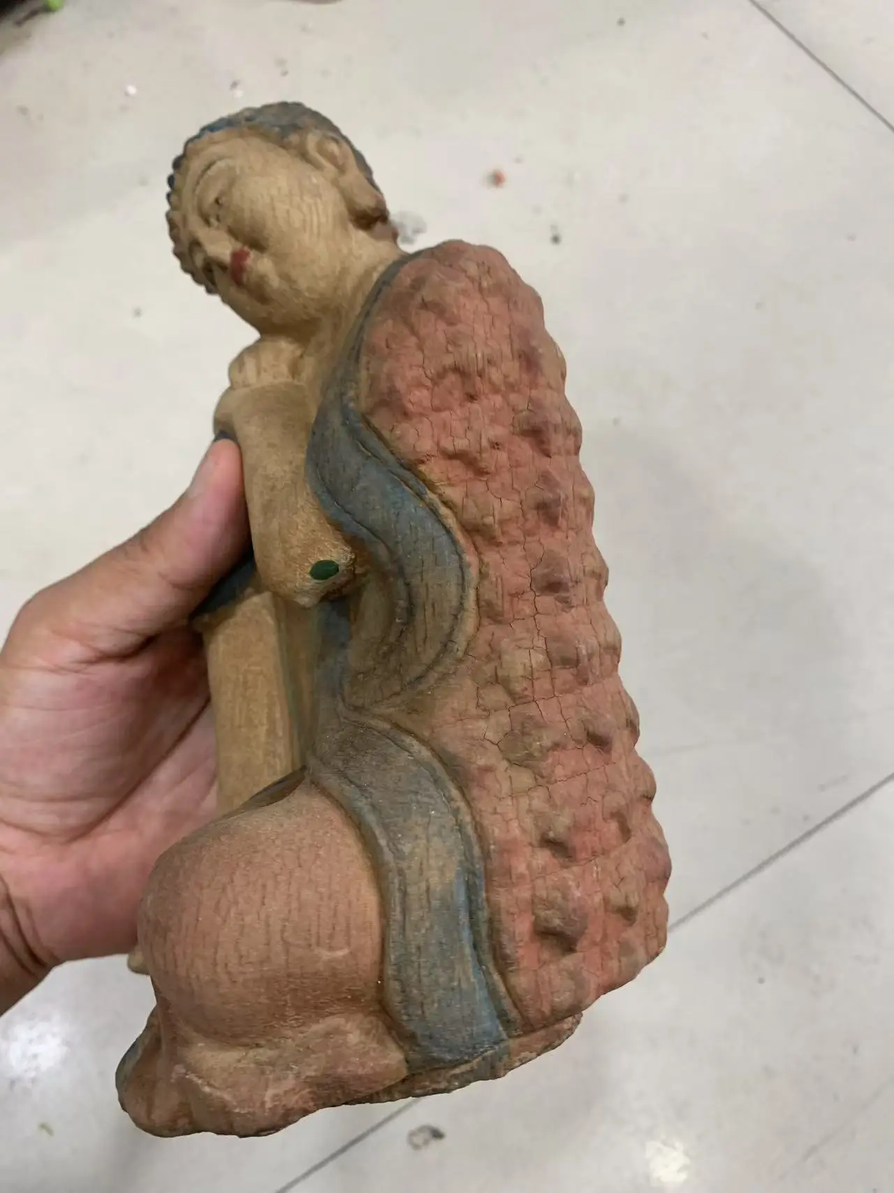 Antique old wood Carving Solid Wood Chinese Decoration Decoration Freedom Buddha Statue