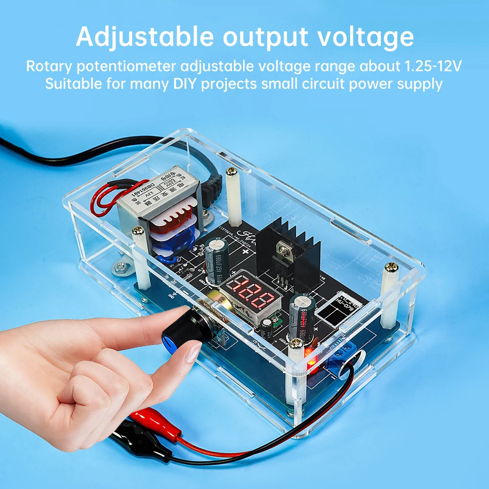 LM317 Adjustable DC Regulated Power Supply DIY Kit 110V 220V to 1.25V-12.5V Step-down Power Supply Module for Learning Soldering