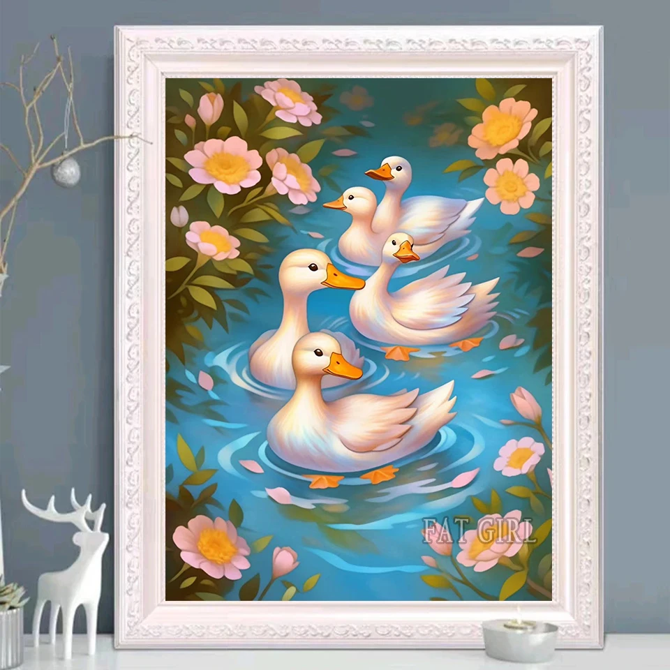 5D DIY Diamond Painting New 2024 Cute Duck Full Rhinestone Diamond Mosaic Embroidery Flower Animal Cross Stitch Home Decor Gift