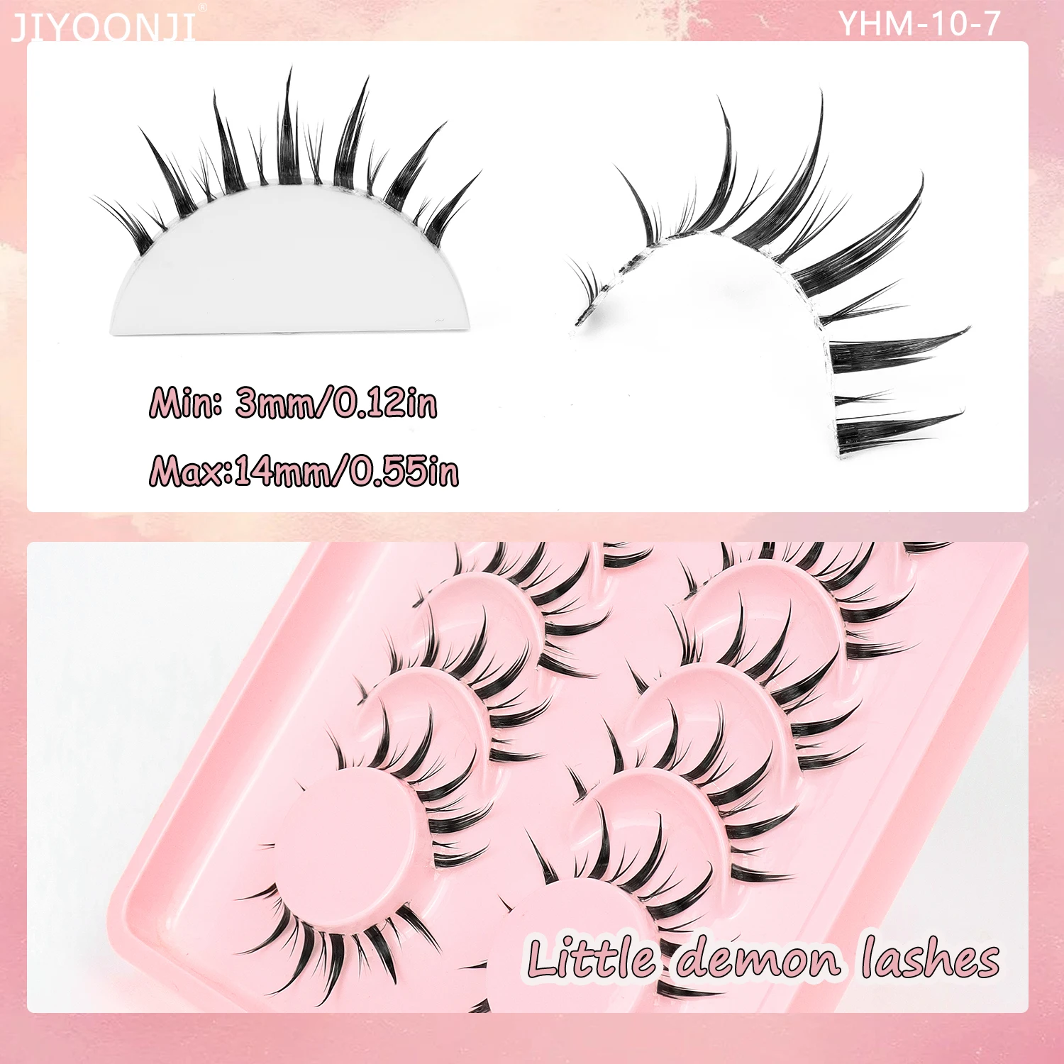 6 Pairs of Natural False Eyelashes Fairy Hair Transparent Stem Eyelashes Comfortable and Lively Cartoon Eyelashes