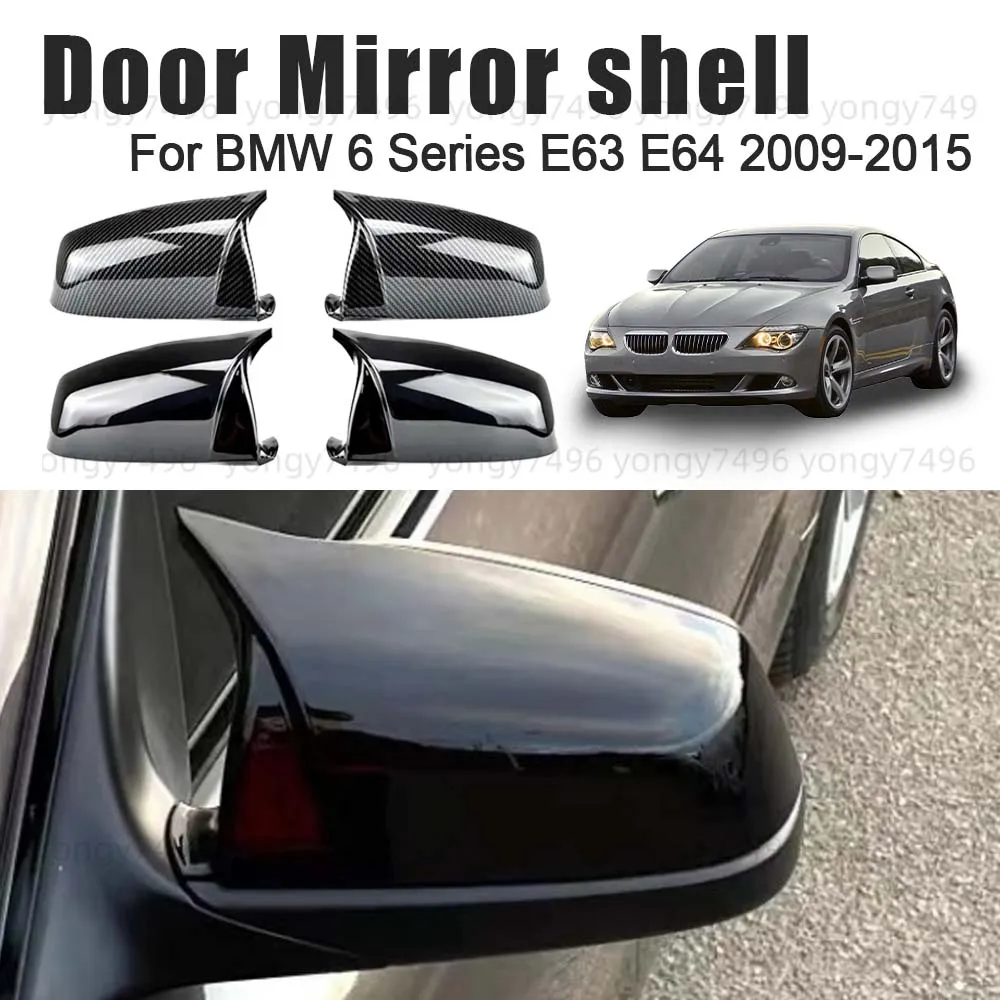 

Protective Cover Door Mirror Shell For BMW 6 Series E63 E64 2009-2015 Glossy Black Carbon Fiber Forging Marks Cars Accessories