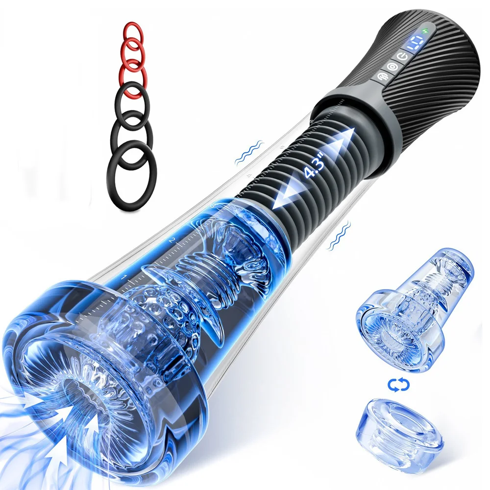 Male Masturbator Penis Pump Enlarger Transparent Visual Male Sex Toys for Men APP Control Vibrating Vacuum Suction Glans Trainer