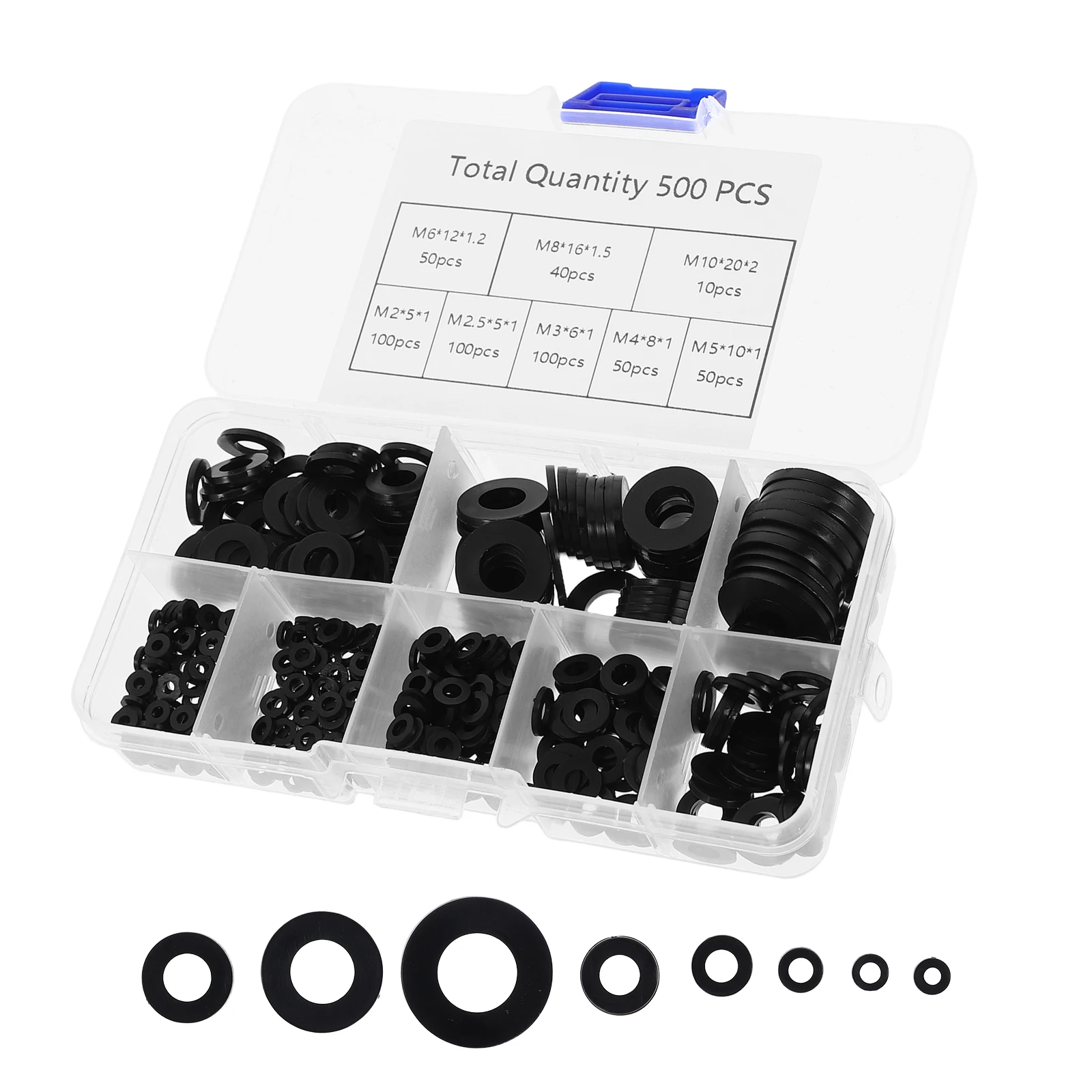 

500pcs Plastic Insulating Flat Washers M2 M4 M5 M6 M8 M10 Black Nylon Spacers for Bolts Screws Mounting Hardware