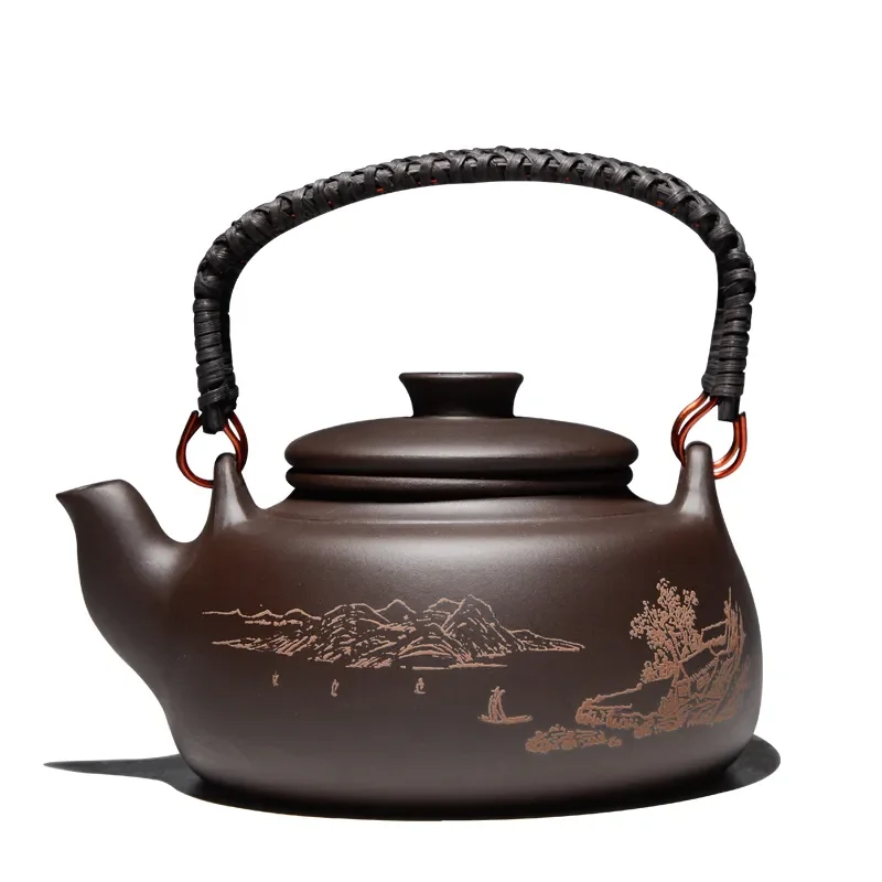 

New Chinese Tea Pot Kung Fu Zisha Large Capacity With Filter Handle Purple Clay Teapot Kettle Set
