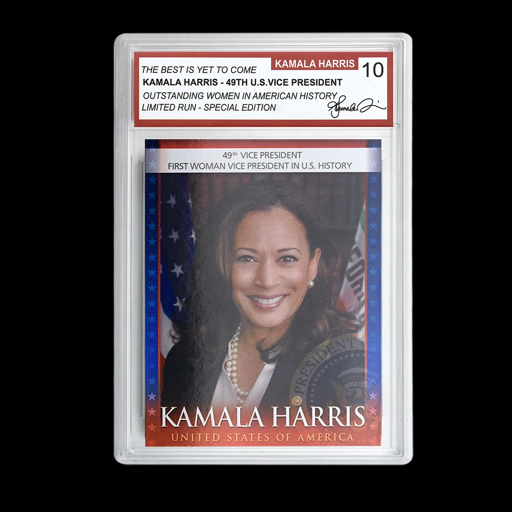 US 49th Vice President Kamala Harris Paper Rating Card in Shell Outstanding Female Representative 2024 Fans Collectibles