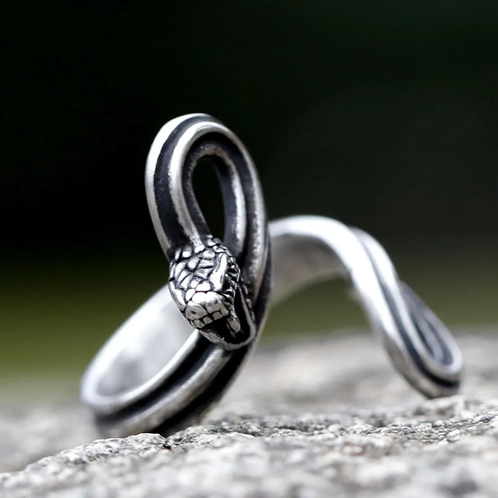 Vintage New Design Stainless Steel Snake Ring Punk Biker Hip Hope Ring For Men Women Animal Jewelry Free Shipping