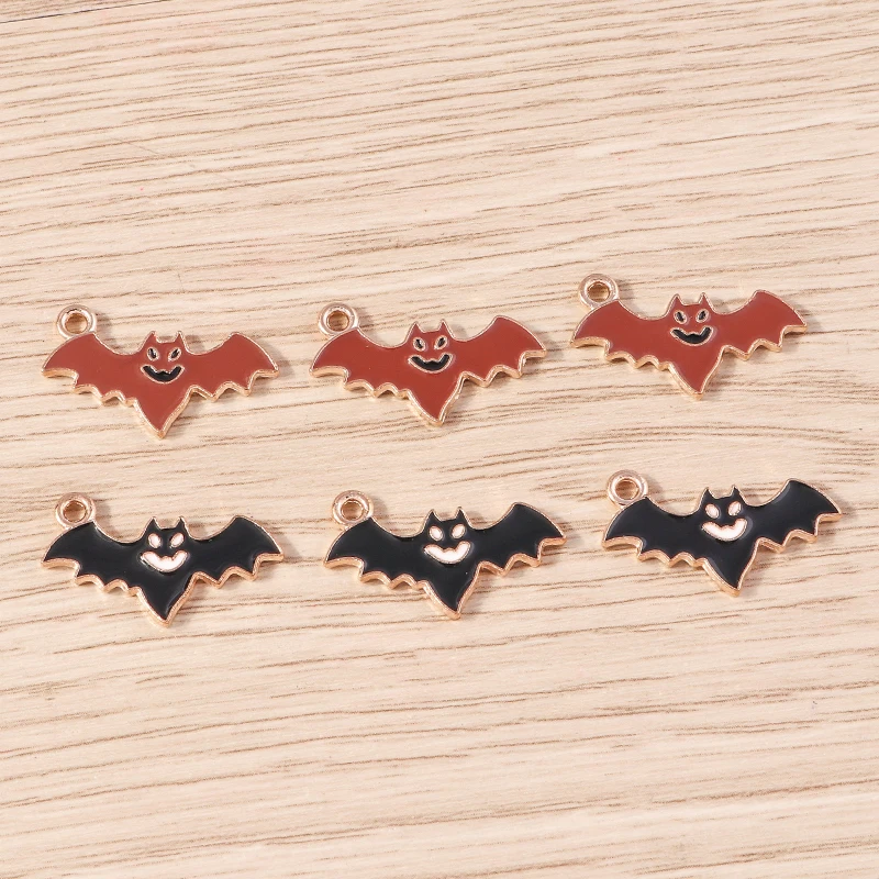 10pcs 22x14mm Cartoon Enamel Halloween Bat Charms Pendants for Earrings Necklaces Bracelet DIY Crafts Jewelry Making Accessories