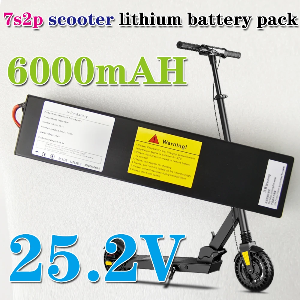 

25.2V 6.0Ah 7S2P 18650 Li-ion Rechargeable Battery Pack For 29.4V Electric Scooter+Charger