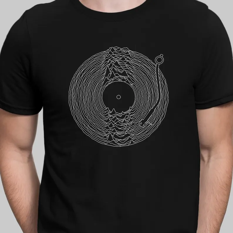 Joy Division T-Shirt Vinyl Record Shirt Unknown Pleasures Shirt Alternative Rock 80s Music Graphic T Shirts Regular Short Sleeve