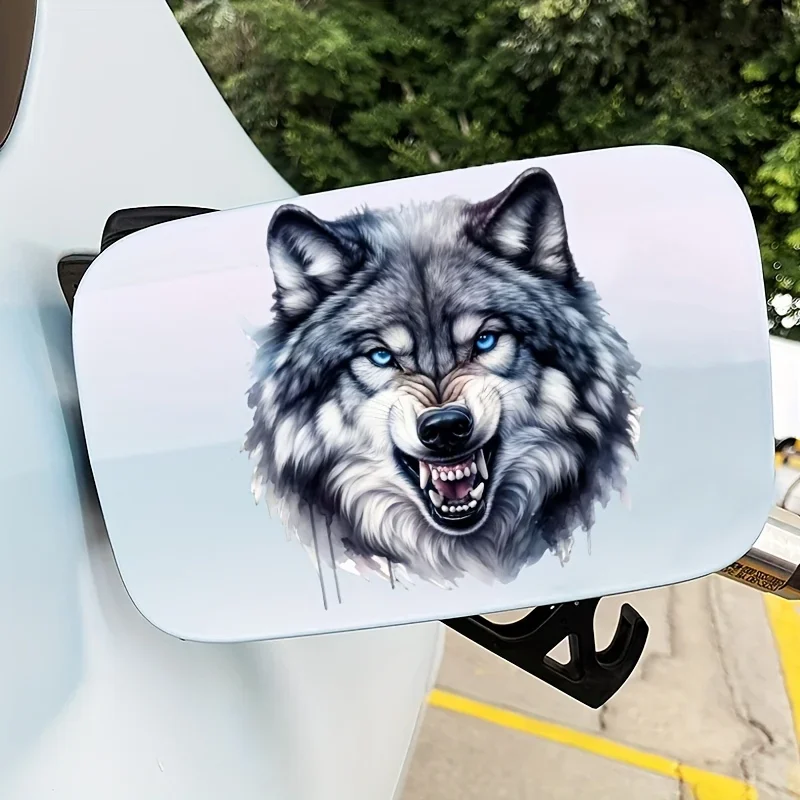 1PC 늑대 머리 디자인 자동차 오토바이 스티커, 트렌디한 데칼, 눈에 띄는 차량 동물 스티커