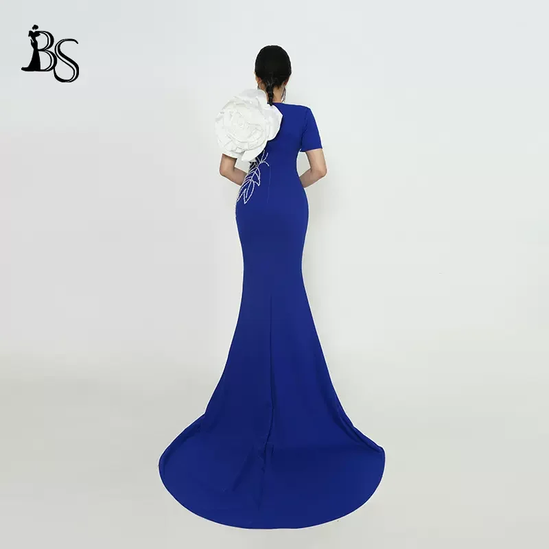 Baisha Custom Evening Dress Celebrities Same Style 3d Flower Handmade Beaded Mermaid Gown Long Skirt H904 vestidos de noche