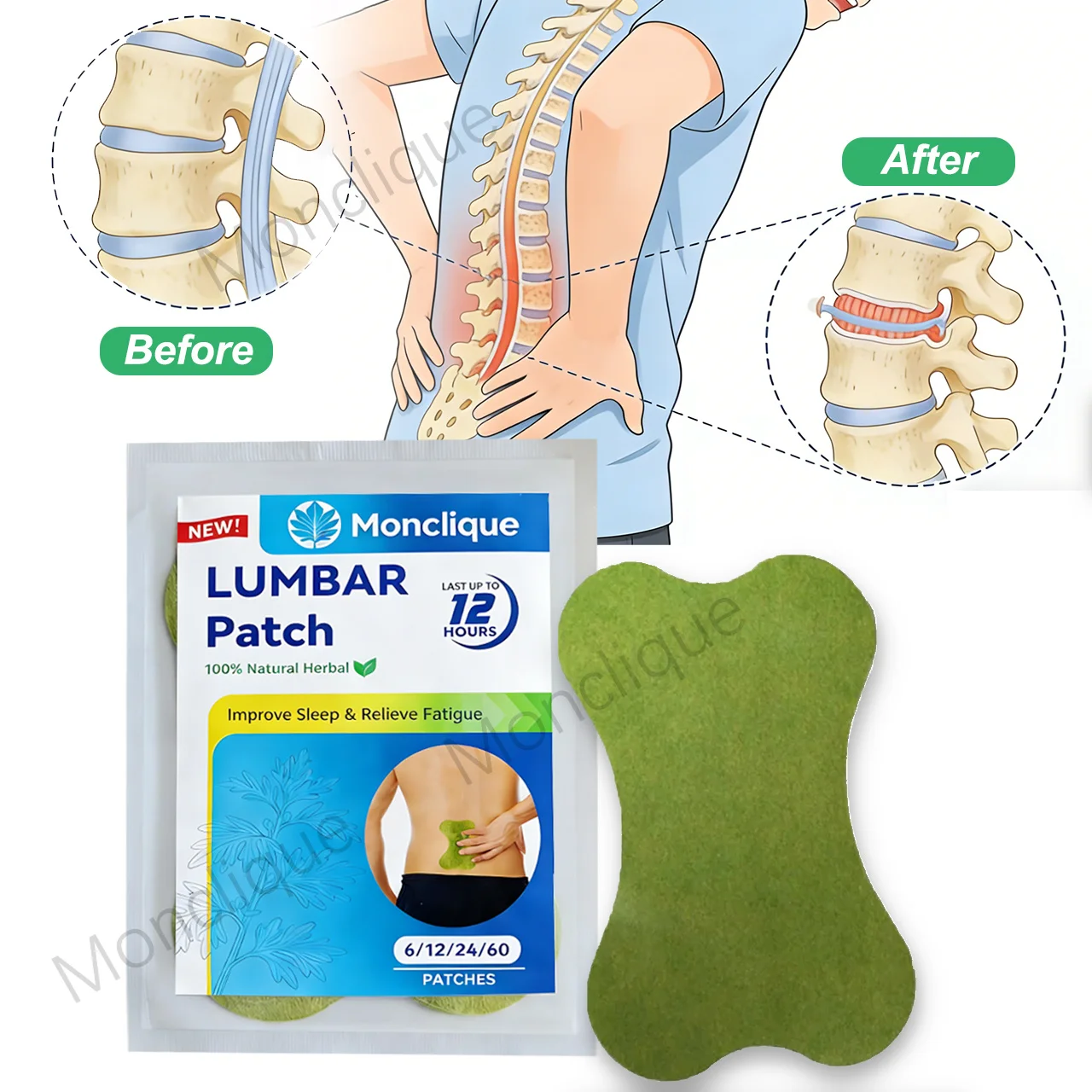 

24/72 шт. Пластыри для массажа поясницы и шейного отдела позвоночника, дышащие акупунктурные наклейки для расслабления мышц, массажный инструмент