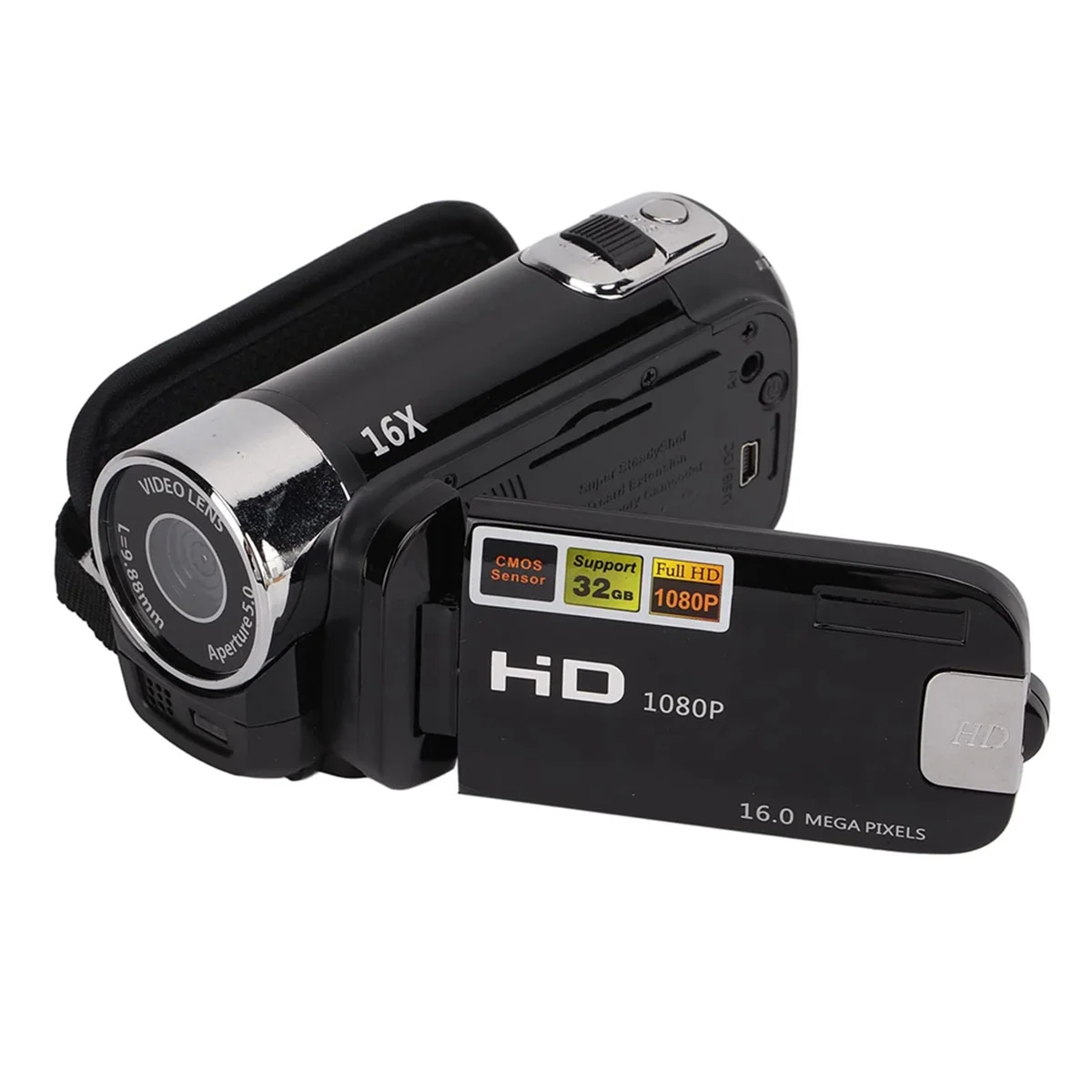 16MP Digital Camcorder 1080P Full HD DV Camcorder Digital Video Camera Degree Rotation Screen 16X Night Zoom