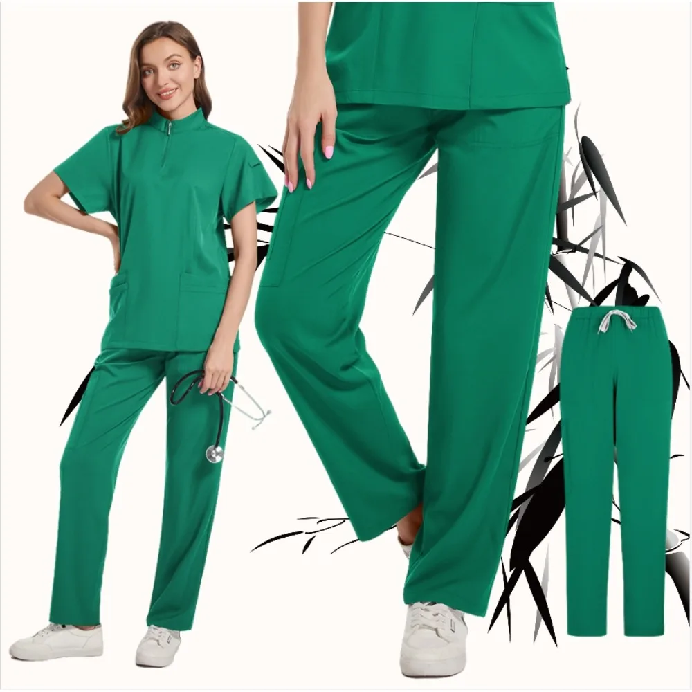 High Quality Uniforme Medical Nurse Uniform Scrub Set Women and Men's Modern V-Neck Top and Pant Hospital Workwear Doctor Suits