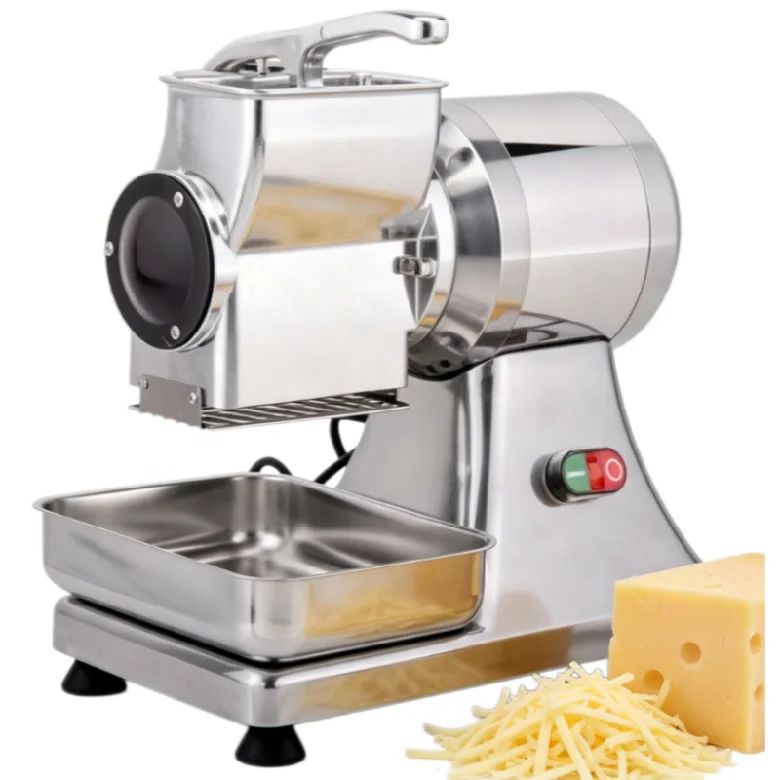 High Speed Industrial Cheese Shredder Stainless Steel Electric Grater With Container For Pizza And Bakery Equipment