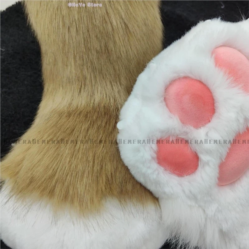 Fursuit Paws Cosplay Shoes Boots Props Accessories Furry Cat Boots Indoor Footwear Fluffy Animal Style Party Wearable Kig Sock