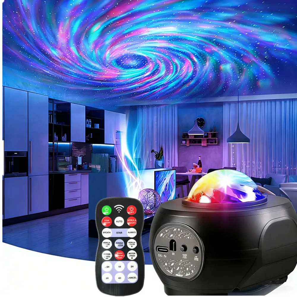 Galaxy Projector, Northern Lights Projection Lamp, Small Night Light with Timer and Remote Control for Bedroom and Living Room
