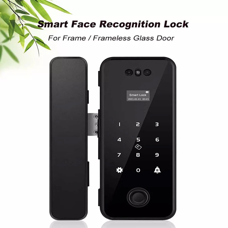 3D Face Recognition Glass Door Lock Biometric Tuya App Remote Unlock WiFi Smart Fingerprint Lock