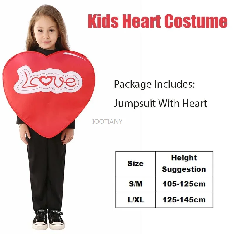 2026 للجنسين عيد الحب تأثيري حلي كرنفال الحب القلب فستان بذلة حفلة عطلة الأطفال أداء الزي