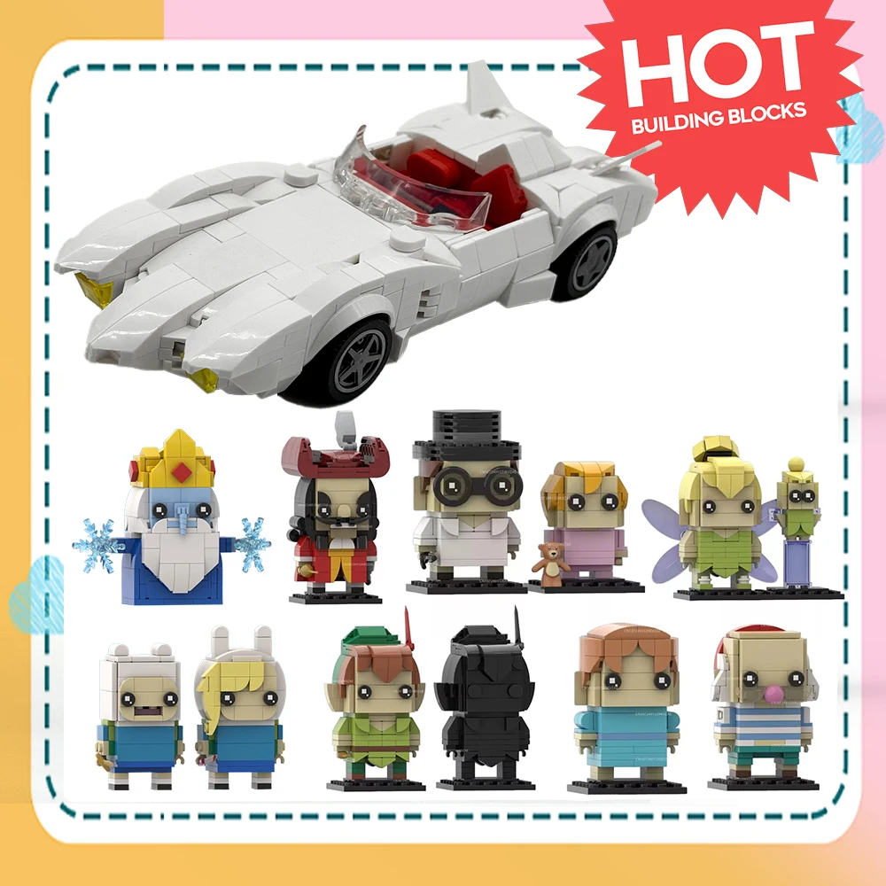 MOC - Juego de Personajes de Dibujos Animados de la Película Clásica Speed Racer, Bloques de Construcción de Personajes de Cuentos de Hadas, Figuras de Anime, Ladrillos de Juguete, Regalo de Navidad
