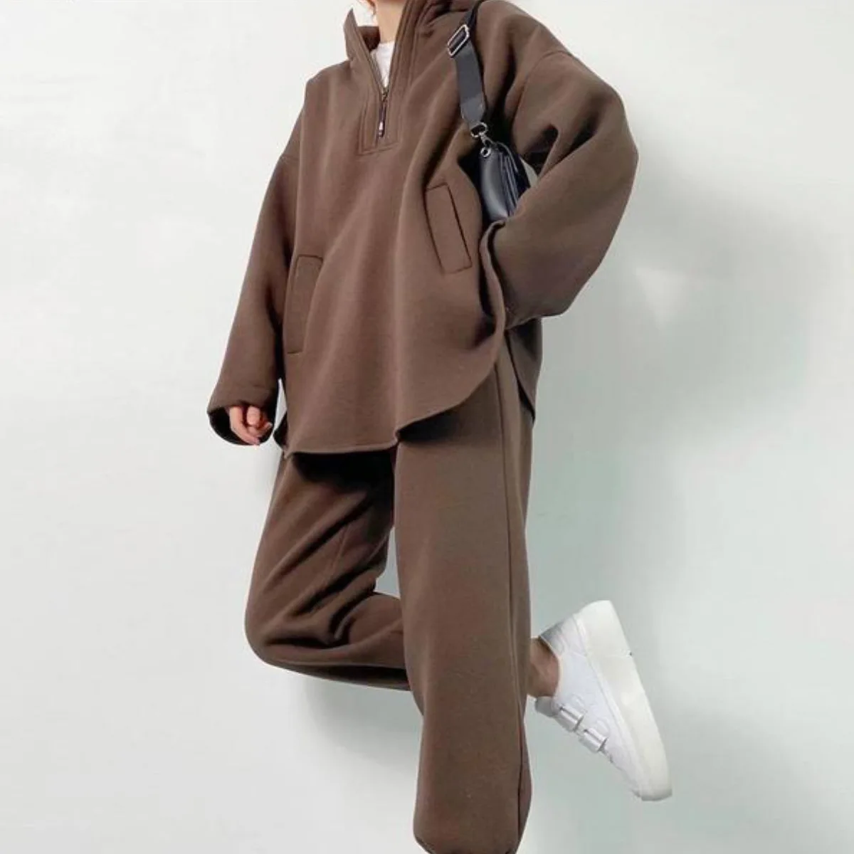 Dames lente herfst casual lange Sve hoodie en broek tweedelige set faionable top met rits en capuchon met lange broek