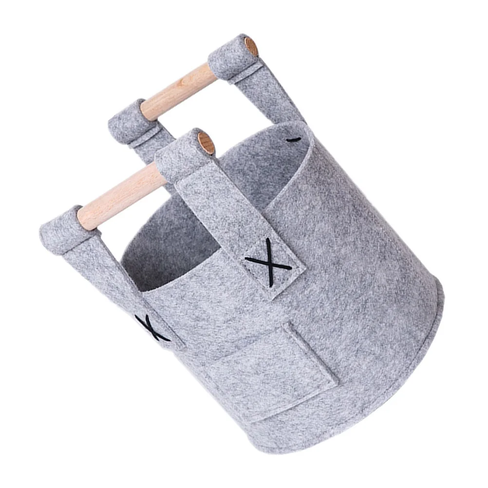 

1Pcs Desktop Storage Bucket Large Capacity Foldable Felt Organizer with Handles for Clothes Sundry Household Items Grey