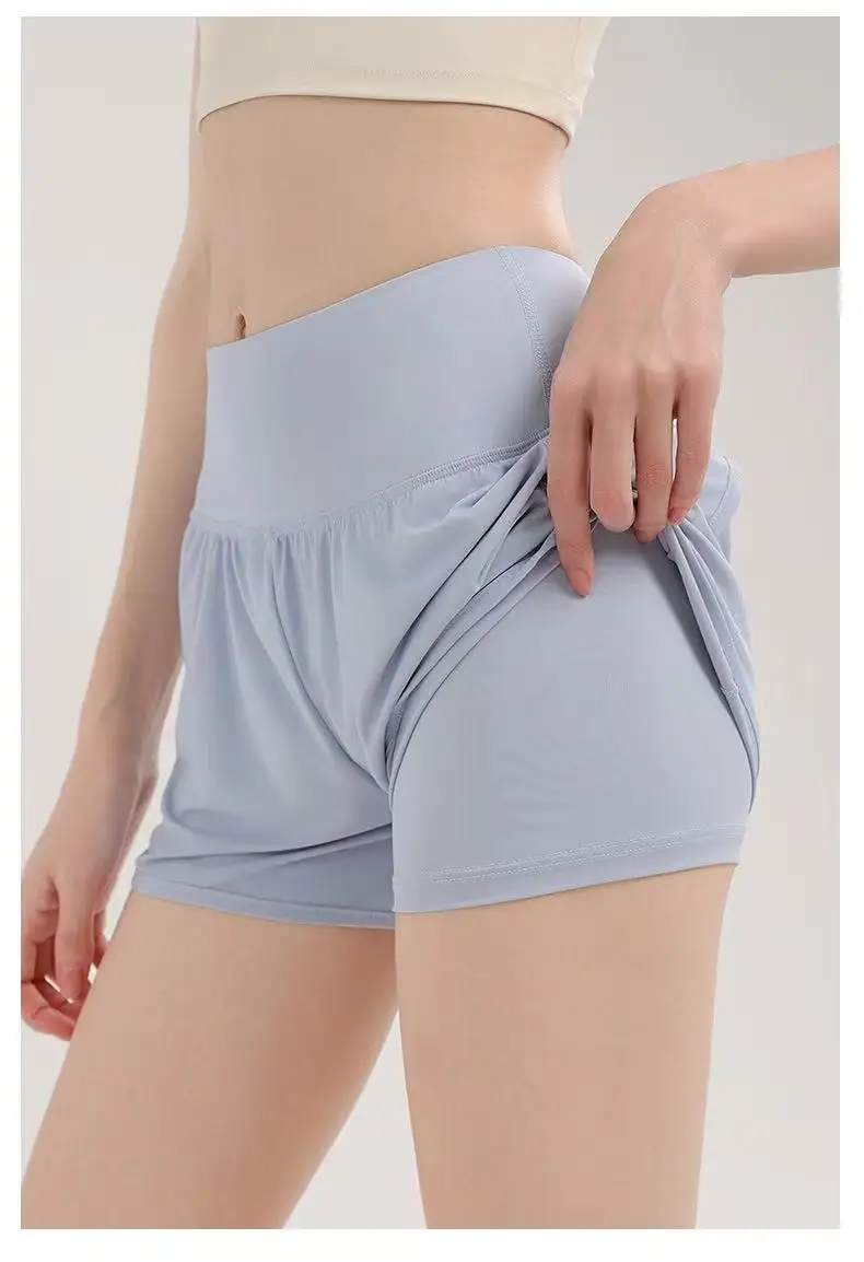 Sommer-Schnelltrocknende Sport-Shorts, locker und schlankmachend, Anti-Exposure, für Laufen, Fitnessstudio, Training, Yoga, Fitness, Dreiviertelhose, dünn – Detail 13
