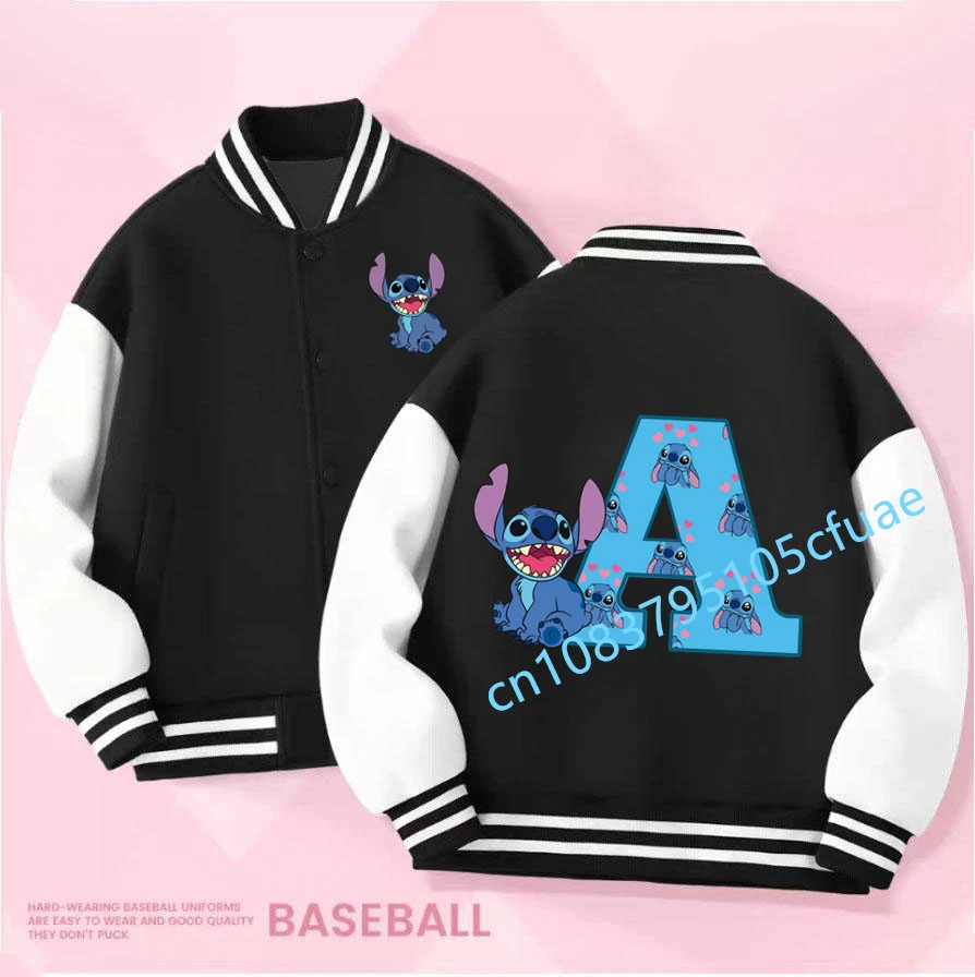 

Disney Kawaii Children Stitch Letter ABC Stitch Baseball Uniform Fashion Anime Manga Cartoons Girls Boy Kids Casual Outer Jacket