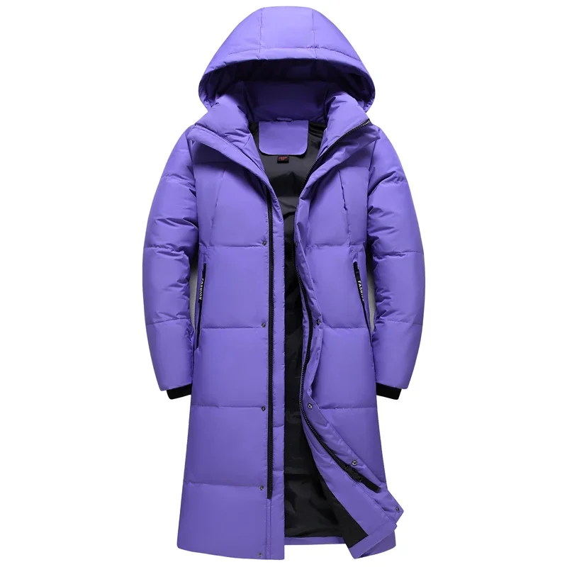 2024 New Arrival Winter Down Jackets Men Overcoat Fashion Thicken Warm 90% White Duck Down Coats for Men Hooded Black Long Parka