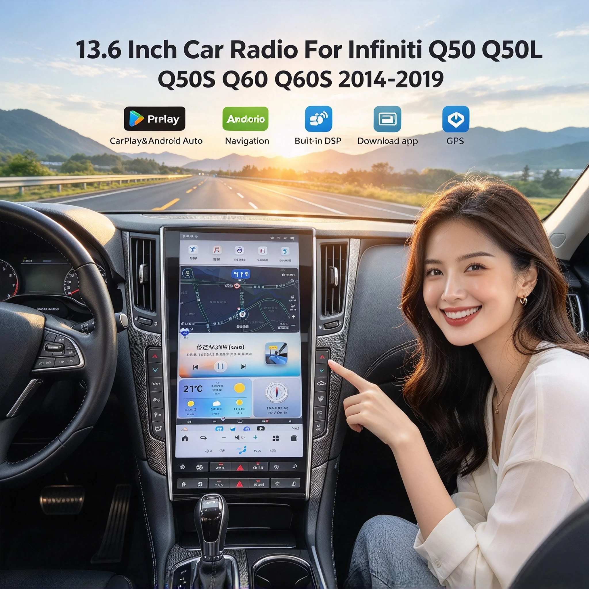 For Infiniti Q50 Q50L Q60 2013~2022 Android Auto GPS Navi Car Radio Car Multimedia Automotive Player Stereo Reciever Head Unit