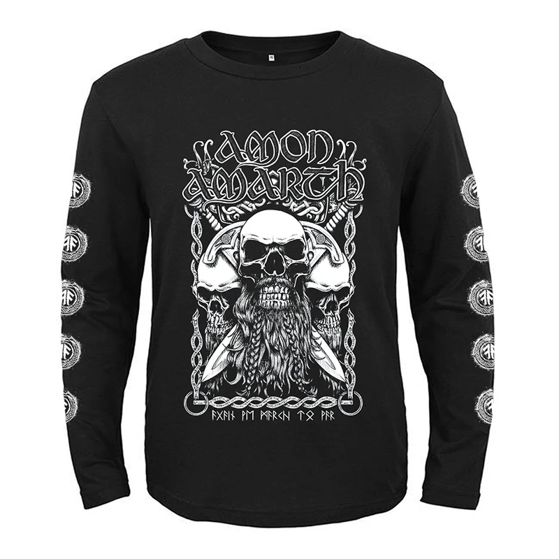 

Amon Amarth Death Metal Skull Print T-shirt Mens Long Sleeved Tee-shirt Harajuku Streetwear Oversized Long Sleeve T Shirts