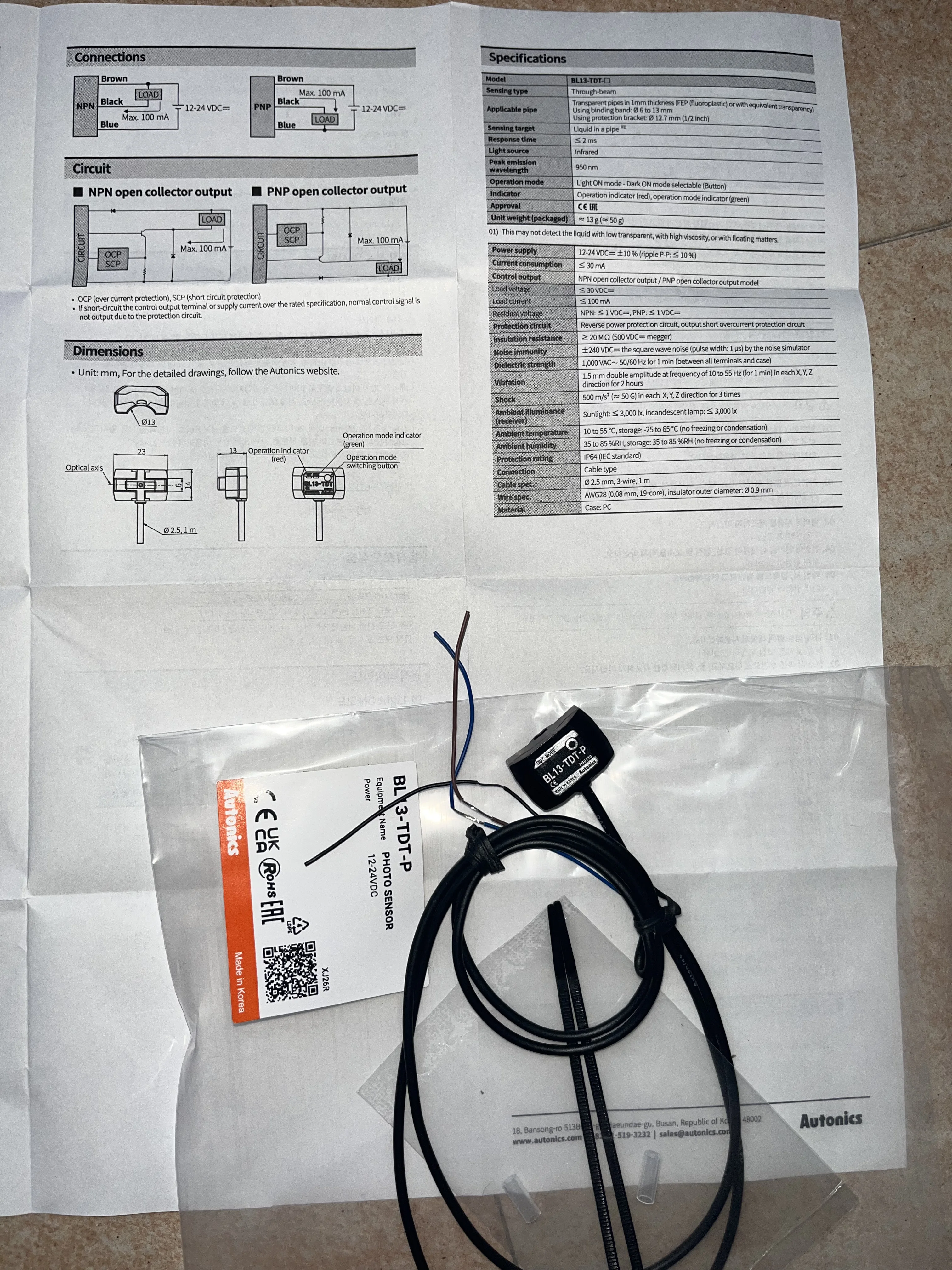 Sensor Fotográfico Autonics Bl13-tdt Bl13-tdt-p