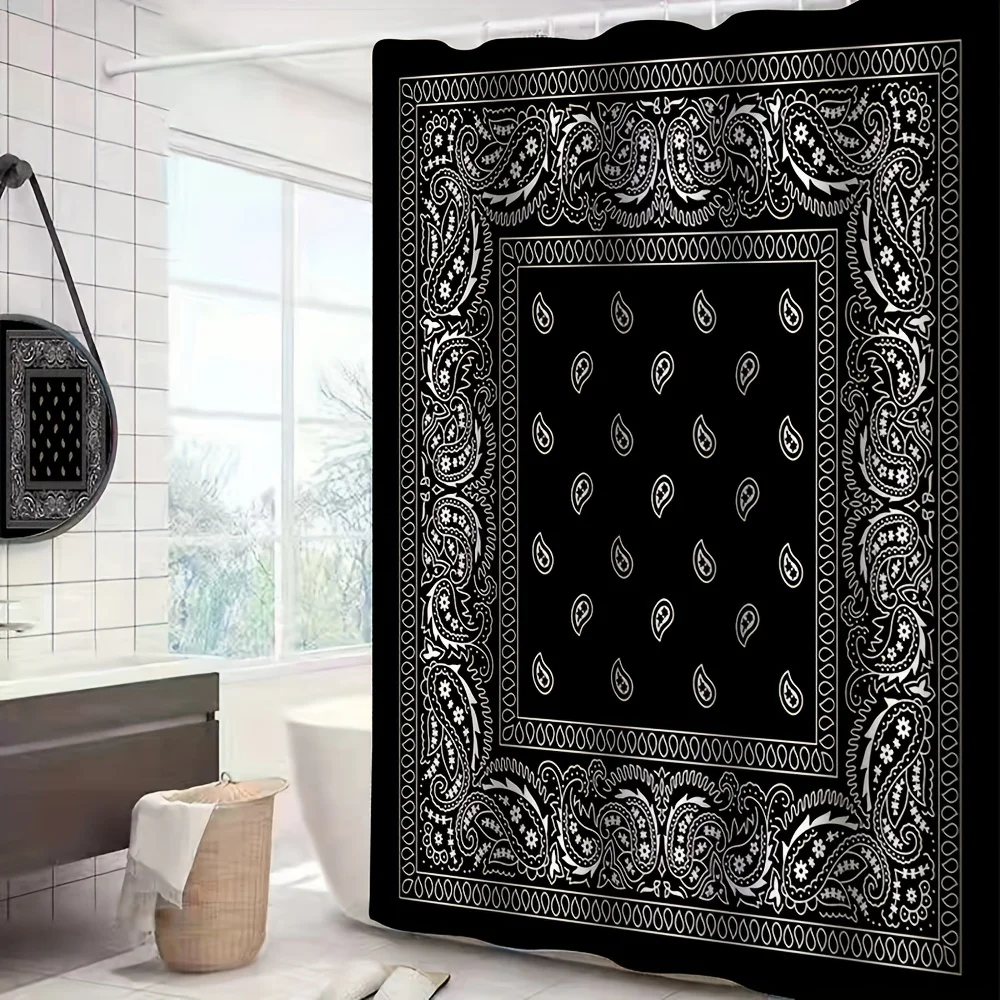 Paisley Printed Shower Curtain Set Bathroom Decor Set Including Waterproof Shower Curtain Non-Slip Rug Toilet Cover Mat