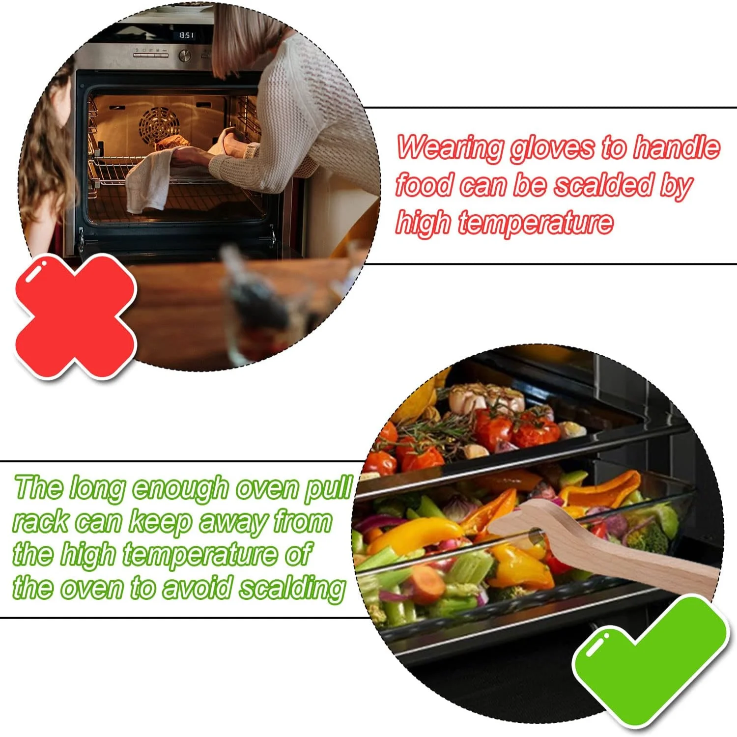 Деревянный съемник стойки для духовки, практичный съемник духовки, толкатель для духовки, инструмент для фритюрницы в духовке, предотвращает ожогов, прибор для выпечки